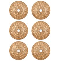 Jogo Americano Redondo 38cm 06 Lugares Sousplat Natural Trançado Ásia Mesa Posta Rústico Cozinha