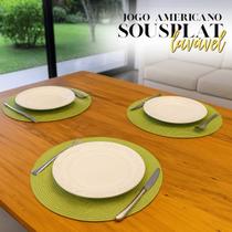Jogo Americano Redondo 6 Lugares Mesa Posta Sousplat nylon