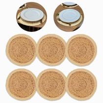 Jogo Americano Redondo Fibra Natural Rústico Mesa Posta 6 peças 32cm Mundiart