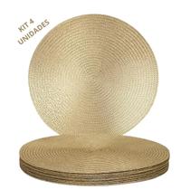 Jogo Americano Redondo Sousplat Cozinha Jantar Kit Dourado Lisa