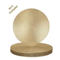 Jogo Americano Redondo Sousplat Cozinha Jantar Kit Dourado Lisa