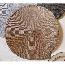 Jogo Americano Redondo Sousplat Supla Mesa Posta 6 Peças Beige