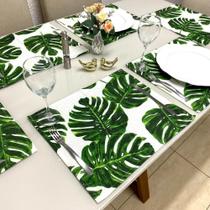 Jogo Americano Retangular 6 Lugares - Tecido Costela Verde