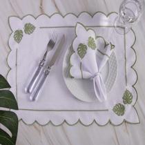 Jogo Americano Retangular Bordado 12 Peças - Costela de Adão Jogo Americano Retangular Bordado 12 Peças - Costela de Adão