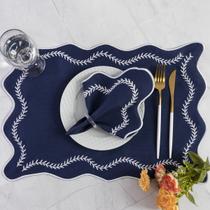 Jogo Americano Retangular Bordado 12 Peças - Paris Marinho