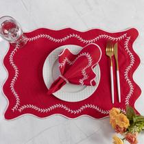 Jogo Americano Retangular Bordado 12 Peças - Paris Vermelho