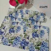 Jogo Americano Retangular Floral Azul Kit com 4