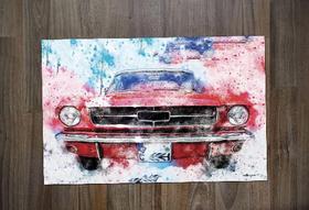 Jogo Americano Retangular Neoprene Personalizado Carro Tunado Tunnig Desenho Aquarela