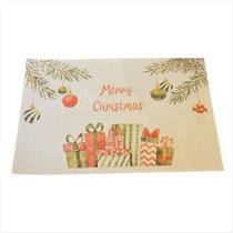 Jogo Americano Sousplat Natalino Tecido Estampado Caixas De Presente Bolas De Natal Decoração Enfeite Mesa Posta 45X30cm Jogo Americano Sousplat Natalino Tecido Estampado Caixas De Presente Bolas De Natal Decoração Enfeite Mesa Posta 45X30cm