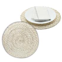 Jogo Americano Sousplat Redondo Rattan Bambu Rústico Artesanal Natural 2 Pçs