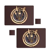 Jogo Americano Sousplat Retangular 10 pçs Limpa Facil couro Jogo Americano Sousplat Retangular 10 pçs Limpa Facil couro