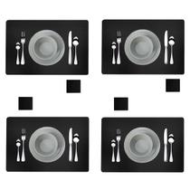 Jogo Americano Sousplat Retangular 12 pçs Limpa Facil couro