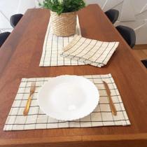 Jogo Americano Tecido Tear 7 Peças Grid Retangu Bege