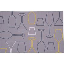 Jogo Americano Vizapi 30X45Cm Taças Vz12348 Cinza Amarelo Branco