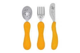 Jogo Anatômico Colher Garfo E Faca Com Inox Girafa Lola 3Pcs - Marcus Marcus