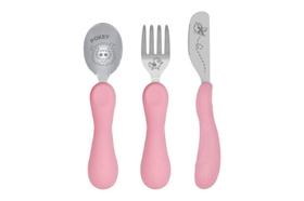 Jogo Anatômico Colher Garfo E Faca Com Inox Porquinha Pokey 3Pcs - Marcus Marcus