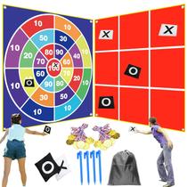 Jogo ao ar livre DHXGON 2 em 1 Giant Tic Tac Toe & Bean Bag Toss Jogo ao ar livre DHXGON 2 em 1 Giant Tic Tac Toe & Bean Bag Toss