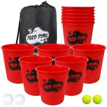Jogo ao ar livre Juegoal Yard Pong com 12 baldes e 4 bolas
