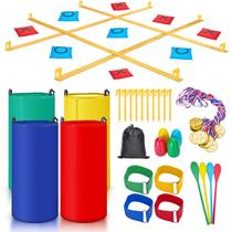 Jogo ao ar livre Redllo Giant Tic Tac Toe com Bean Bag Toss 43 unidades Jogo ao ar livre Redllo Giant Tic Tac Toe com Bean Bag Toss 43 unidades