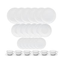 Jogo Aparelho De Jantar Completo Porcelana Pratos E Xícara 30 Peças Oxford White Branco