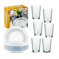 Jogo Aparelho De Jantar Duralex Diamante 12 Peças De Vidro Jogo Aparelho De Jantar Duralex Diamante 12 Peças De Vidro