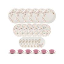 Jogo Aparelho De Jantar Louça Porcelana Oxford Unni Jardim 30 Peças Completo