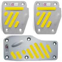 Jogo Aplique Alumínio Anodizado Pedaleiras Esportiva Acelerador Freio Embreagem Borracha Amarela