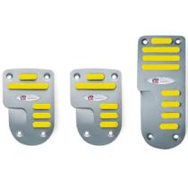 Jogo Aplique Alumínio Anodizado Pedaleiras Esportiva Acelerador Freio Embreagem Borracha Amarela