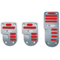 Jogo Aplique Alumínio Anodizado Pedaleiras Esportiva Acelerador Freio Embreagem Borracha Vermelha