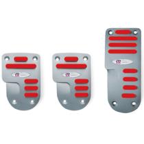 Jogo Aplique Alumínio Anodizado Pedaleiras Esportiva Acelerador Freio Embreagem Borracha Vermelha