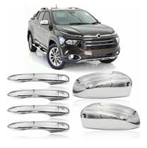 Jogo Aplique Capa Cromada Maçaneta Retrovisor Fiat Toro 2022 Jogo Aplique Capa Cromada Maçaneta Retrovisor Fiat Toro 2022