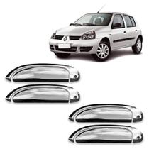 Jogo Aplique Cromado para Maçaneta Externa Clio Logan Scenic 1990 a 2016 4 Portas Jogo Aplique Cromado para Maçaneta Externa Clio Logan Scenic 1990 a 2016 4 Portas