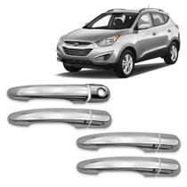 Jogo Aplique Cromado para Maçaneta Externa Tucson 2004 a 2015 4 Portas Jogo Aplique Cromado para Maçaneta Externa Tucson 2004 a 2015 4 Portas