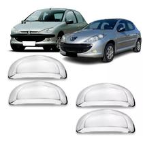 Jogo Aplique da Maçaneta Peugeot 206 01/10 207 2009 / 2015 4 Portas Cromado