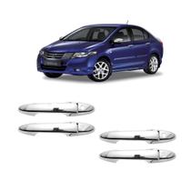 Jogo Aplique de Maçaneta Cromado City 2009 a 2014 Com 2 Furos Chave