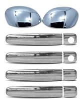 Jogo Aplique de Maçaneta + Par Aplique Retrovisor 206 207 2001 a 2015 307 2002 a 2012 Kit Cromado