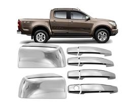 Jogo Aplique de Maçaneta + Par Aplique Retrovisor S10 Trailblazer 2012 a 2023 Kit Cromado