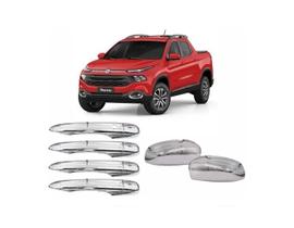 Jogo Aplique de Maçaneta + Par Aplique Retrovisor Toro 2016 a 2024 Kit Cromado