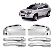 Jogo Aplique de Maçaneta + Par Aplique Retrovisor Tucson 2004 a 2015 Kit Cromado Jogo Aplique de Maçaneta + Par Aplique Retrovisor Tucson 2004 a 2015 Kit Cromado