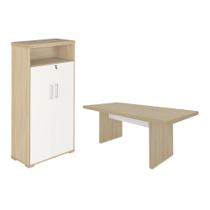 Jogo Armário e Escrivaninha Exeter Carvalho Branco