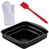Jogo Assadeira 03 Peças Antiaderentes + Luva + Pincel