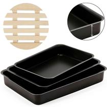 Jogo Assadeira Alta 03 Peças Antiaderentes + Descanso Panela