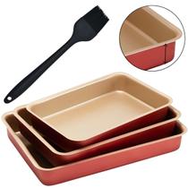 Jogo Assadeira Alta 03 Peças Antiaderentes + Pincel Silicone