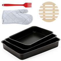 Jogo Assadeira Alta 3 Pçs + Descanso Panela + Luva + Pincel