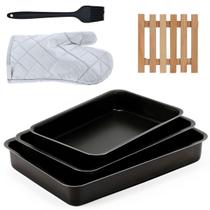 Jogo Assadeira Alta 3 Pçs + Luva + Pincel + Descanso Panela Jogo Assadeira Alta 3 Pçs + Luva + Pincel + Descanso Panela