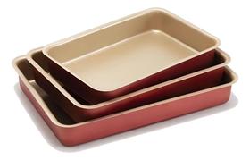 Jogo Assadeiras Retangular Formas Cereja Teflon 3 Pçs Rasa