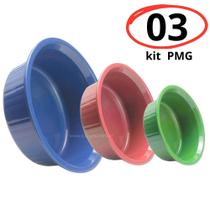 Jogo Bacias 3 Peças PMG 750Ml /1,25L /2,5L Plástica Cozinha Organização Kit Pmg Grande Media Pequena Vasilhas - PANAMI