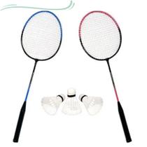Jogo Badminton Completo Com 2 Raquetes 3 Petecas Bolsa