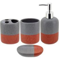 Jogo banheiro cerâmica cinza 4 peças