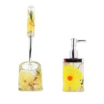 jogo Banheiro Escova Sanitária e Saboneteira Acrílico Amarel jogo Banheiro Escova Sanitária e Saboneteira Acrílico Amarel